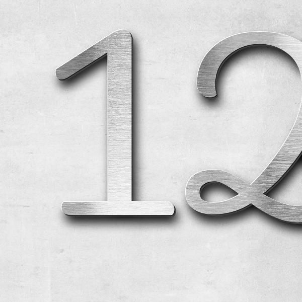 Schriftzug "12.06.2023" in Schriftart "Autumna", Edelstahl V2A gebürstet - hochwertig & wetterbestän