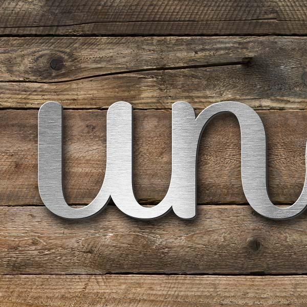 Schriftzug "und Timmy" in Schriftart "Autumna", Edelstahl V2A gebürstet - hochwertig & wetterbeständ