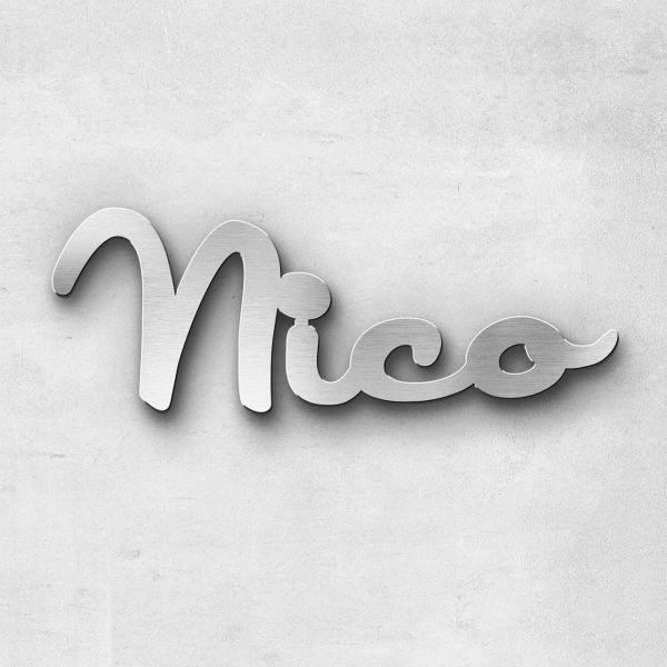 Schriftzug "Nico ", Breite: 8 cm, Schriftart: Catdog, Befestigung: Selbstklebend