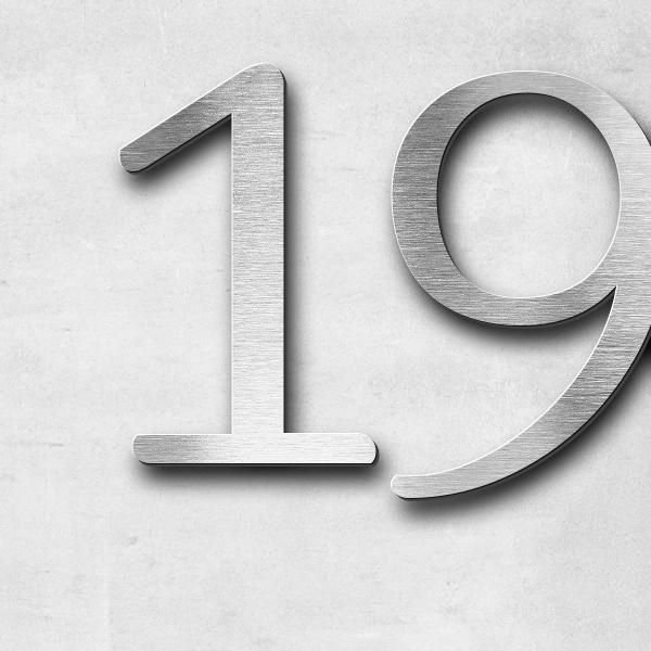 Schriftzug "1976-2023" in Schriftart "Autumna", Edelstahl V2A gebürstet - hochwertig & wetterbeständ
